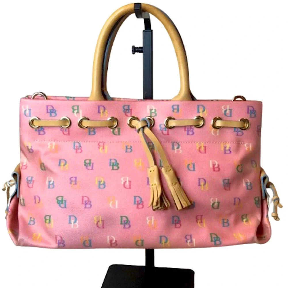 DOONEY BOURKE Pink Multicolor Rainbow DB Monogram Tote Shoulder Bag